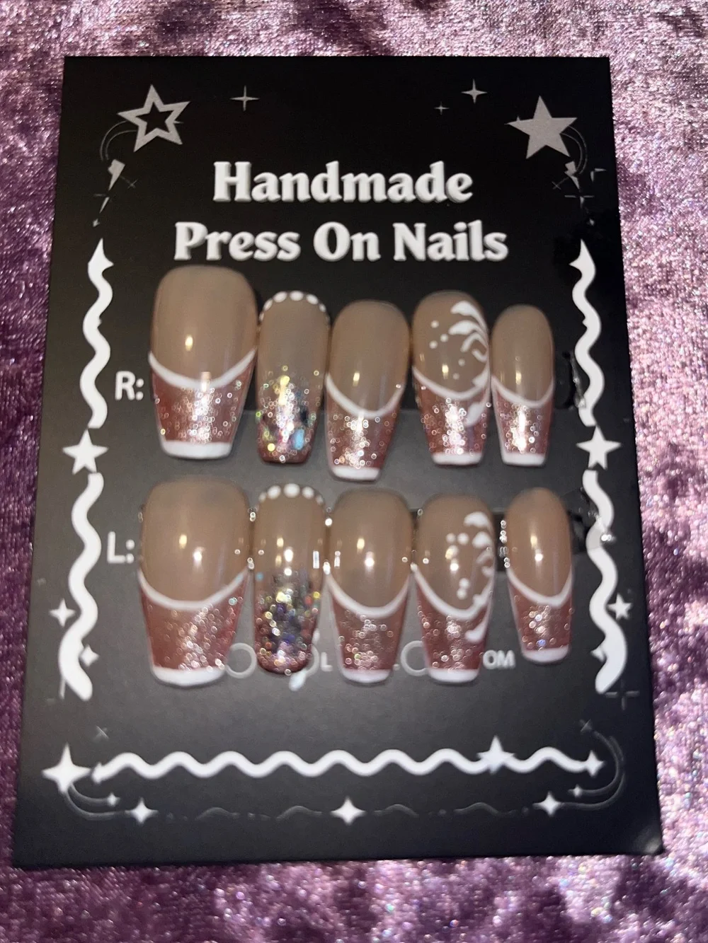 Handmade Nude Pink Glitter Press-On Nails -
